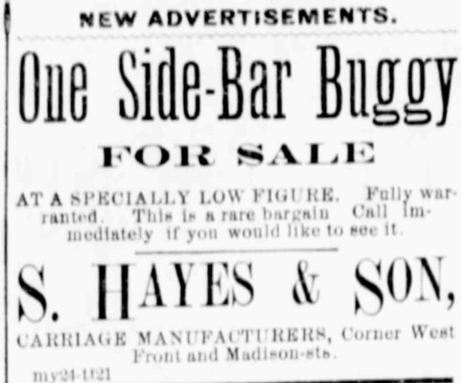 One side-bar buggy for sale